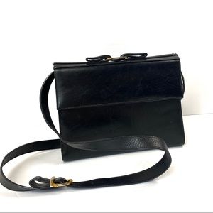 VTG Ferragamo Vara Purse Bag Clutch Black Leather